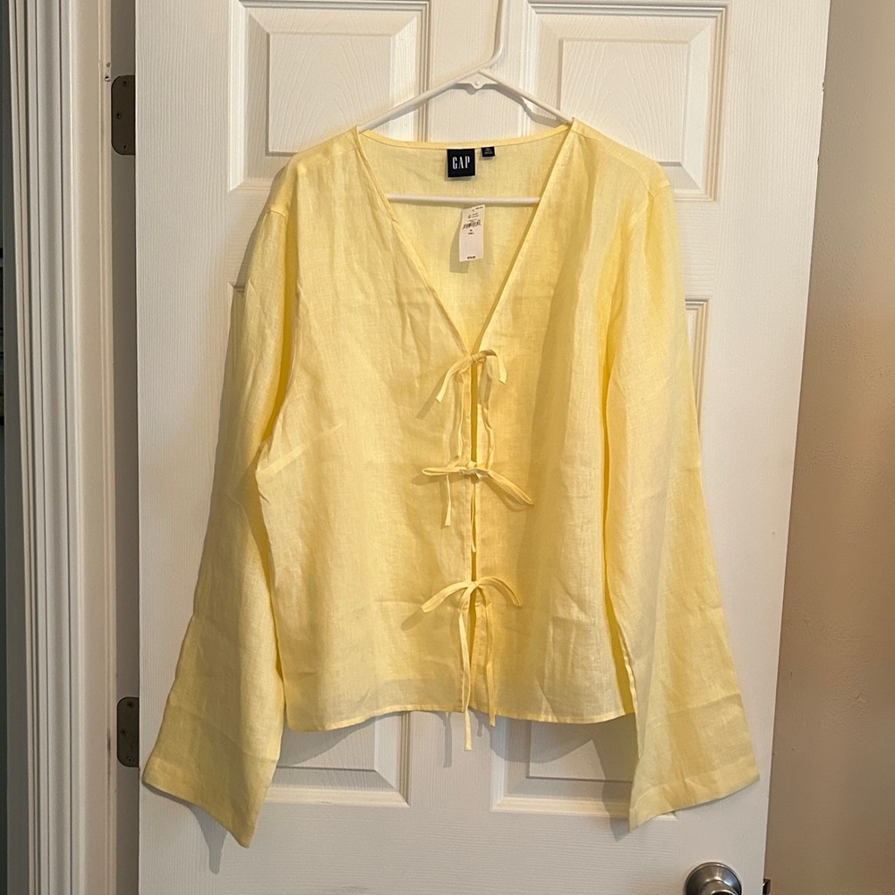 GAP Light Yellow Lace-Up Blouse